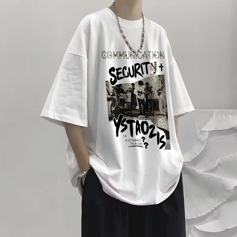 2025夏季新款100%纯棉大码80-300斤宽松韩版高街美式男士少年短袖