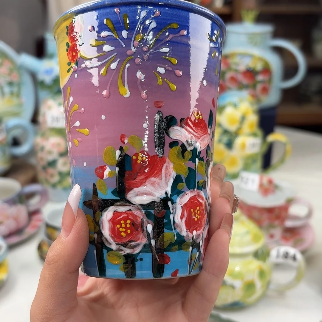 瓷片景德镇手绘高温釉下彩陶瓷茶具