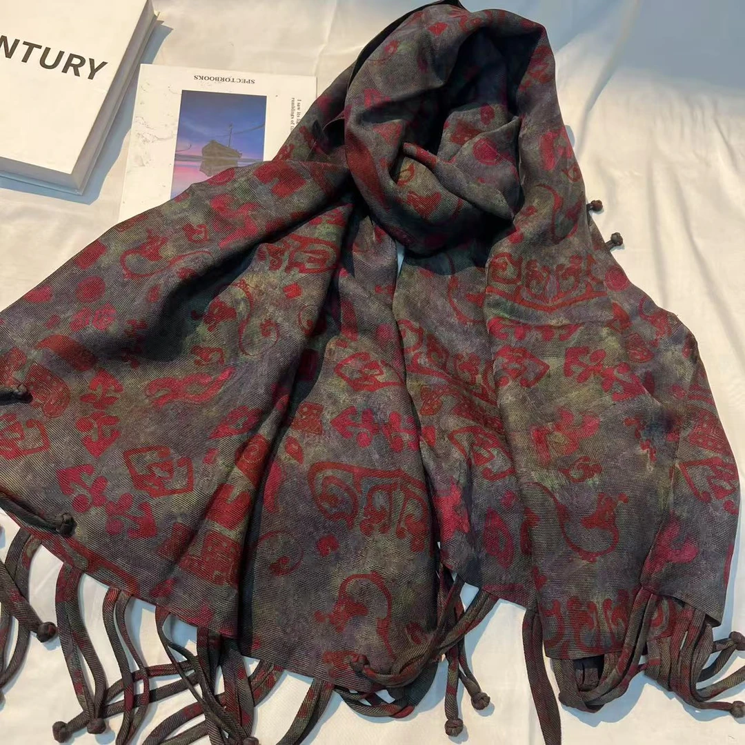 香云纱长巾-清淮绿 8y前四经绞萝53*190cm丝巾