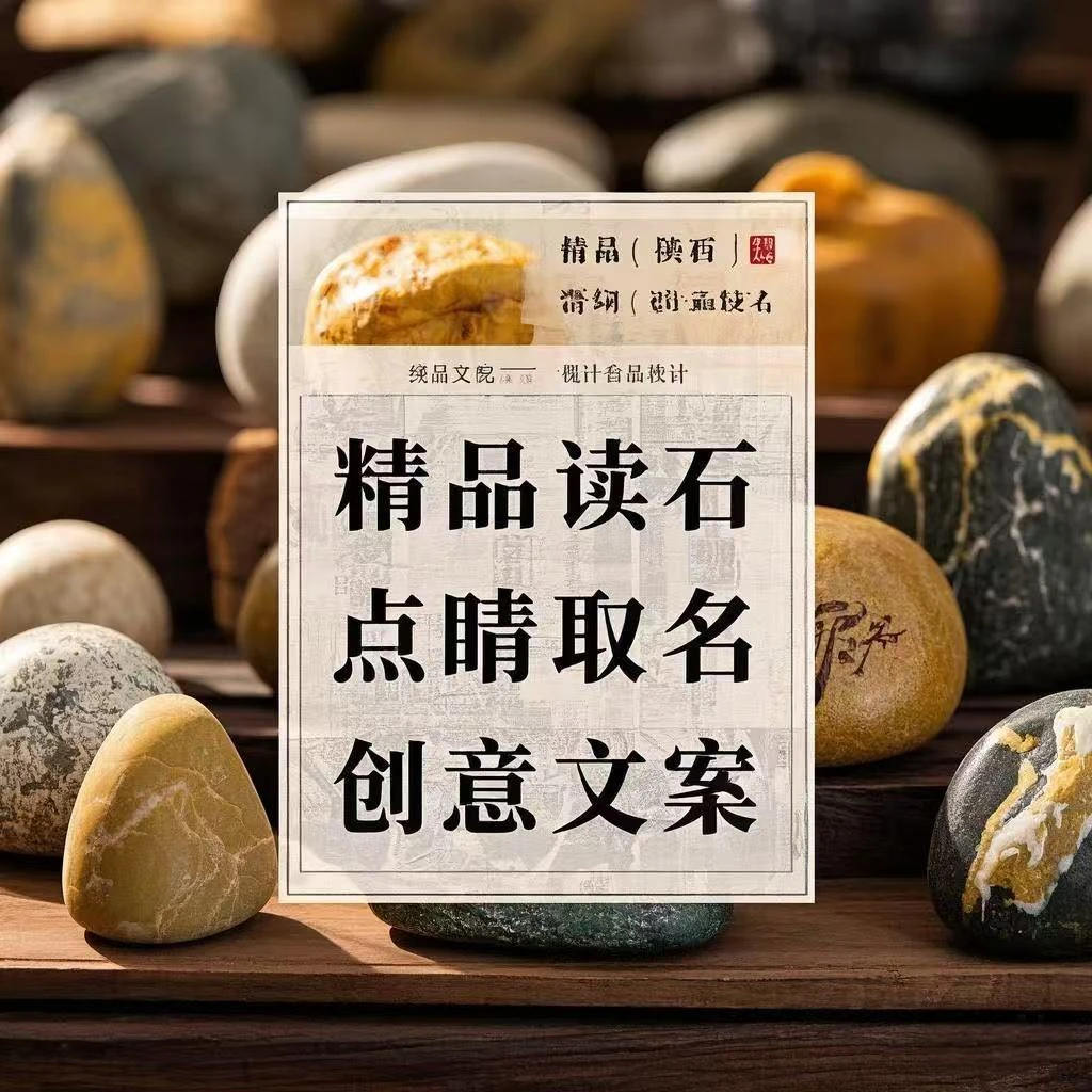 单次卡 精品读石 点睛取名 创意方案 奇石 黄蜡石 戈壁石摆件