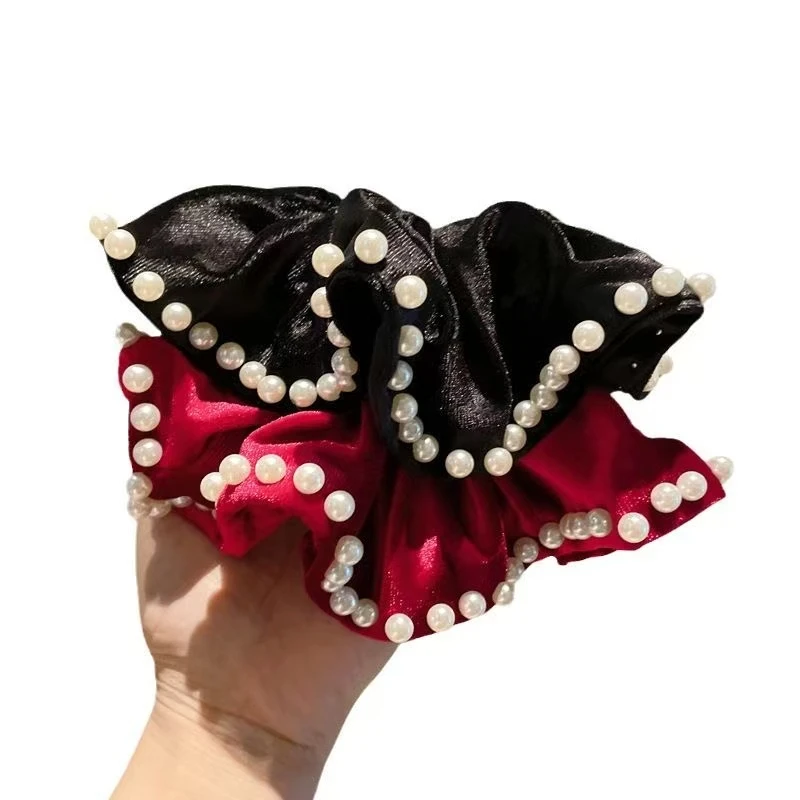 气质大肠发圈女头花皮筋女扎头绳低马尾小香风秋冬发绳头饰黑色