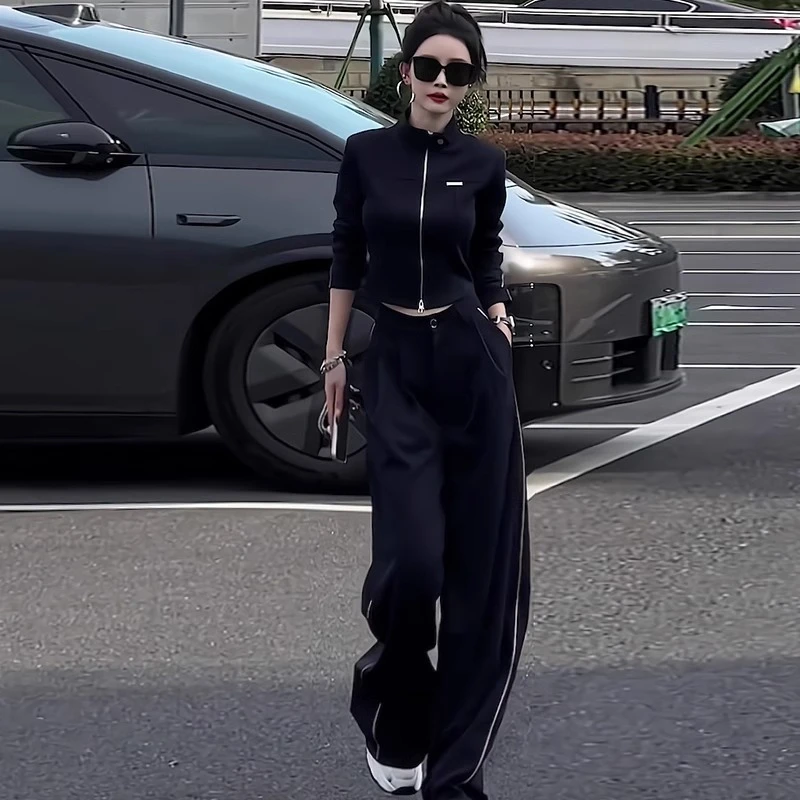 欧货运动休闲套装女2025年春秋新款流行显瘦韩版卫衣阔腿裤两件套