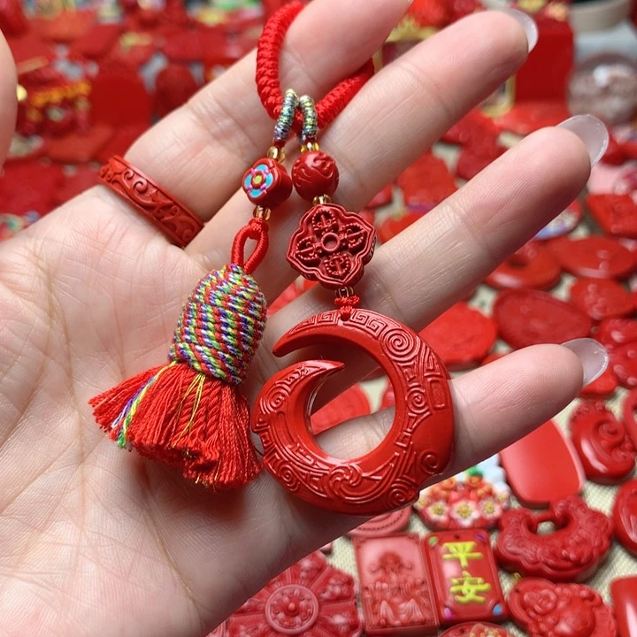 天然辰砂工艺品朱砂包包挂
