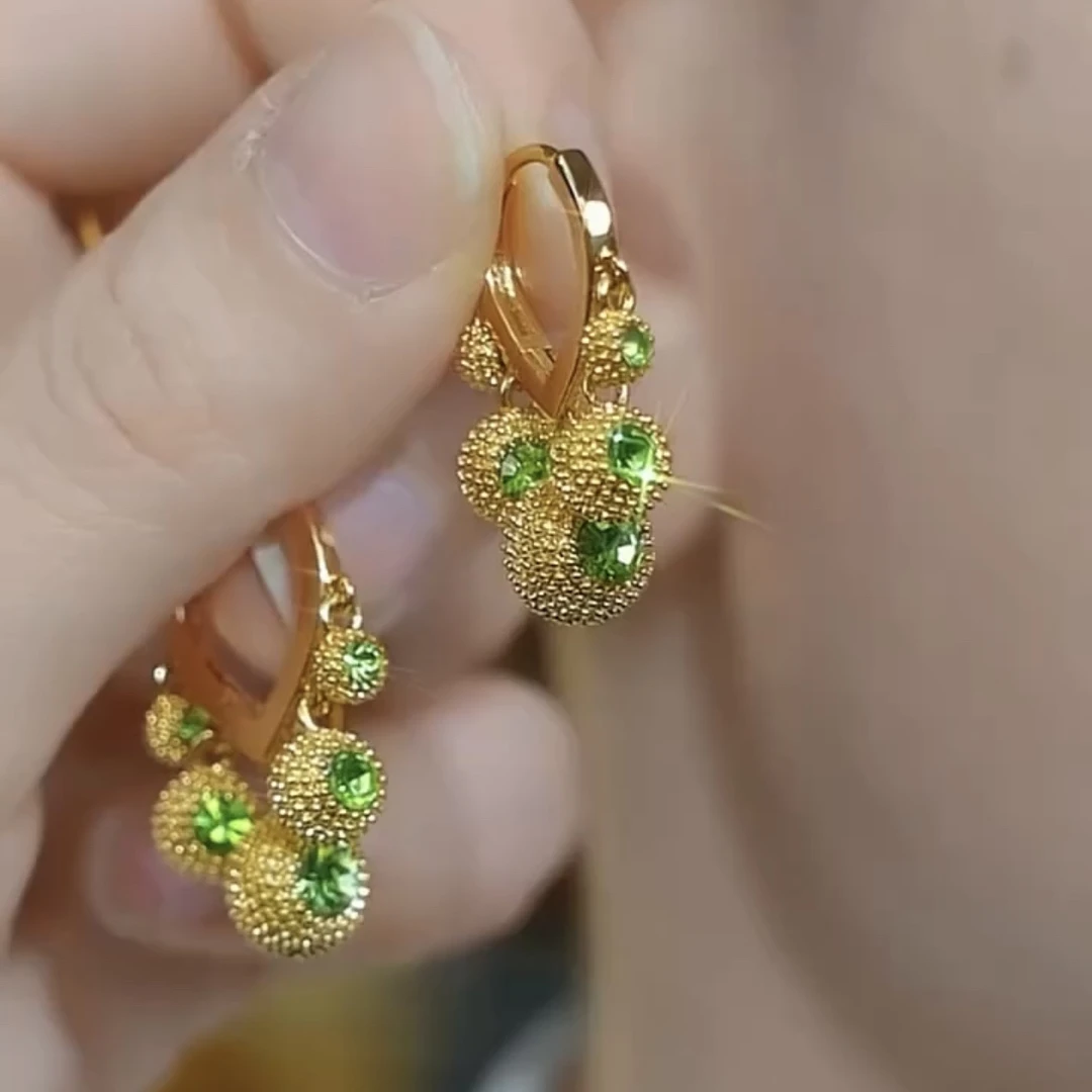 铜合金合成锆石耳饰 【恋恋不舍】耳扣耳圈时尚百搭耳饰金色耳环