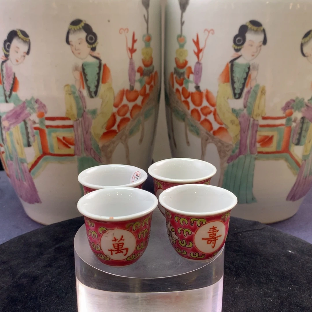 杯子12744瓷器—粉彩开窗万寿杯