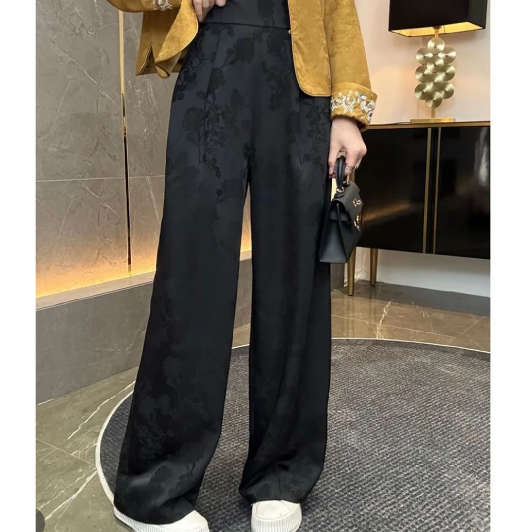 （黑天鹅）2025新款国风气质高级感垂坠感休闲裤