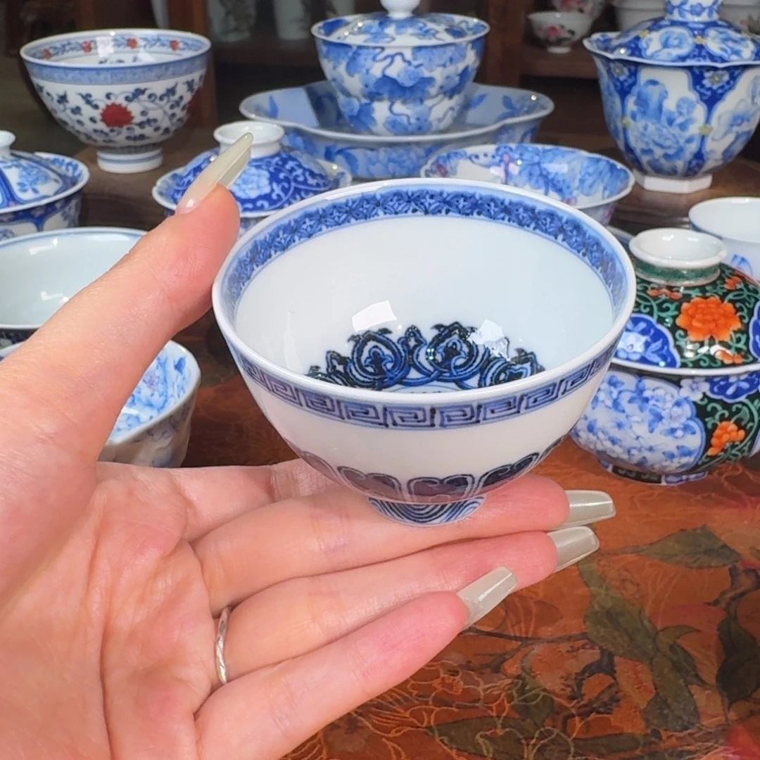 松风馆藏青花经典鸡心杯