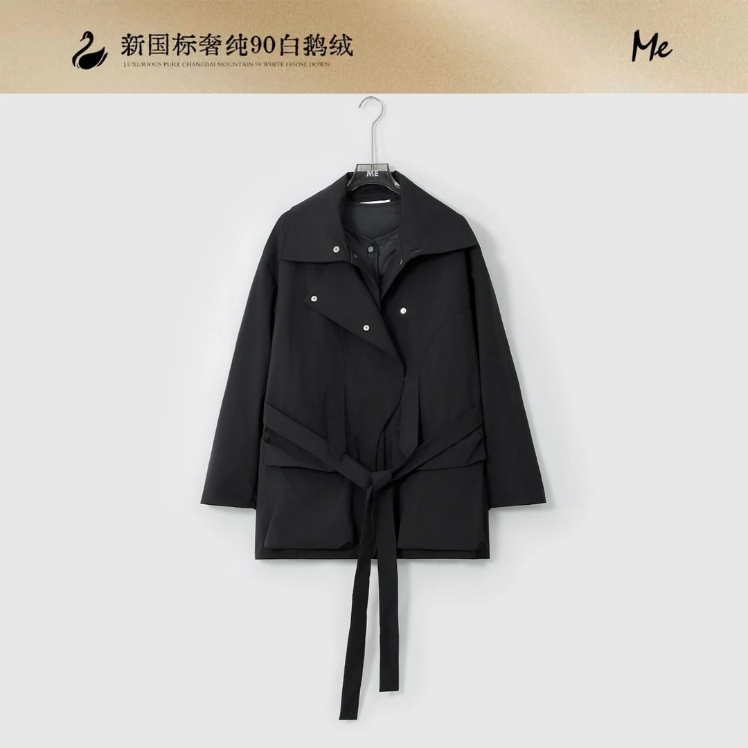 ME【软壳两件套鹅绒服】含腰带白鹅绒保暖百搭一手长羽绒服MEQA5350