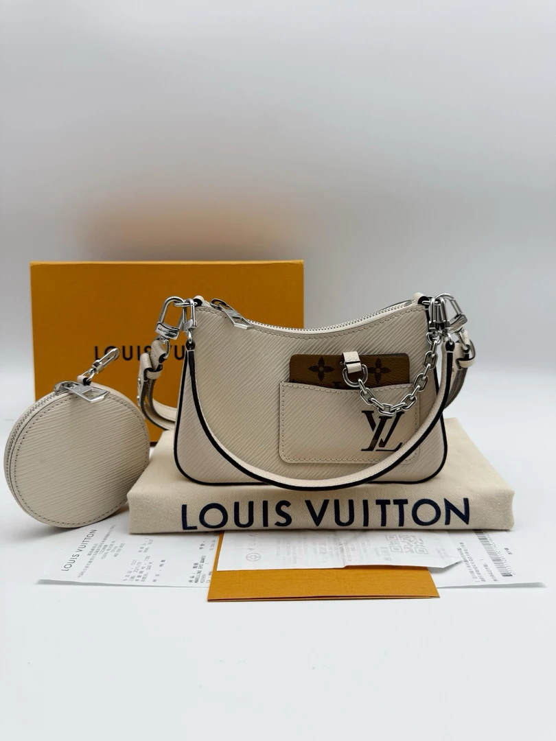 95新 LouisVuitton/路易威登 Marellini系列米白皮革手提包肩背包