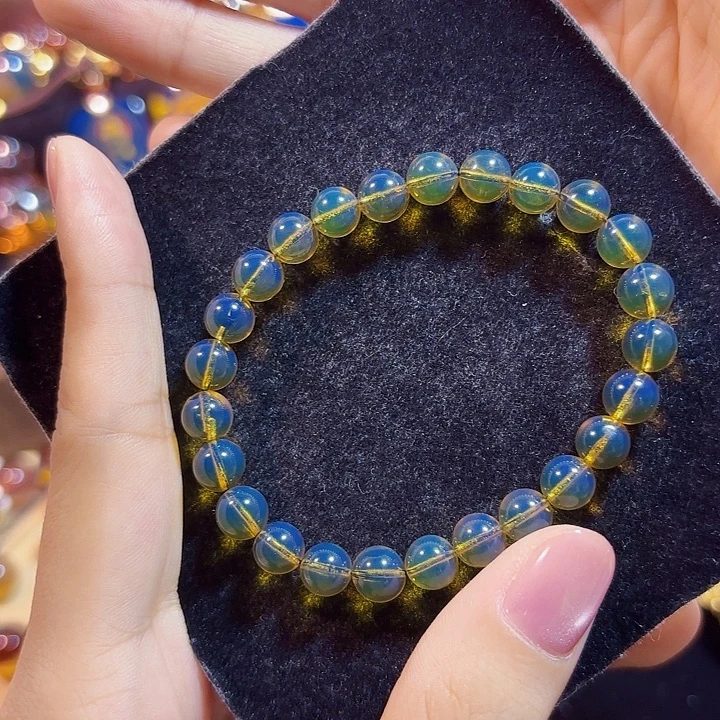 未镶嵌蓝珀珠宝奇石墨西哥蓝珀手串7