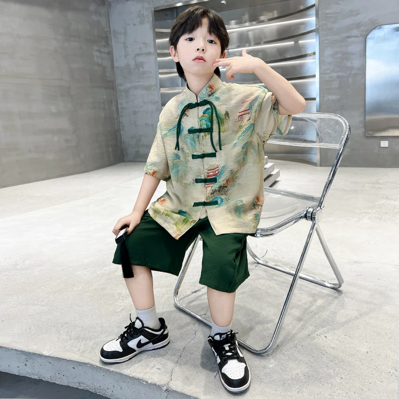 男童夏装汉服套装2025新款中大儿童男孩夏季薄款中国风古风唐装潮