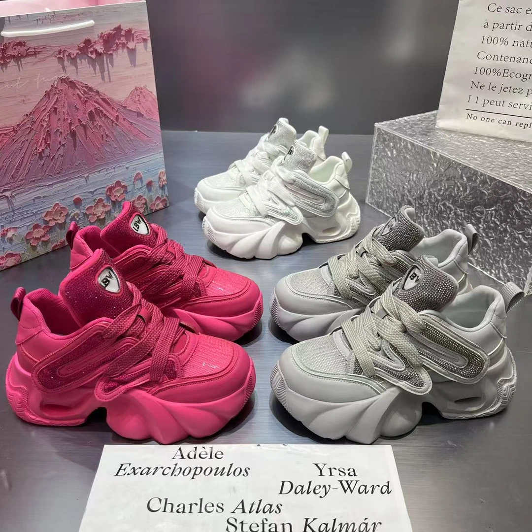 【涵】网面透气老爹鞋女2025新款厚底增高休闲运动鞋百搭时尚女鞋潮