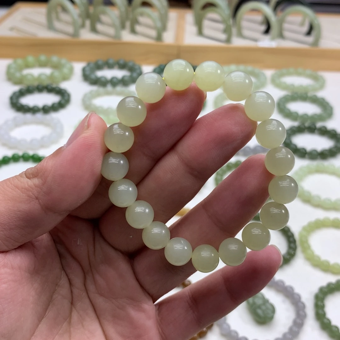 和田玉手串（蜂蜜水9.8）未镶嵌