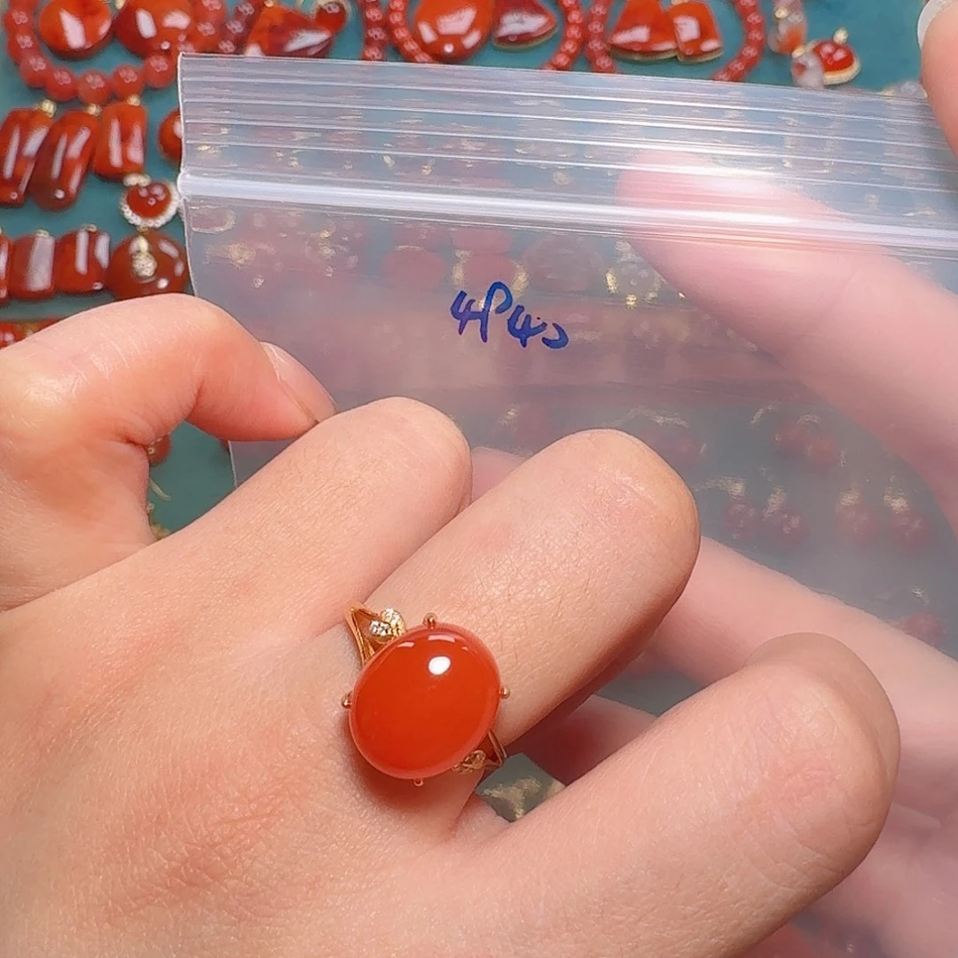 南红玛瑙银S925镶嵌戒指