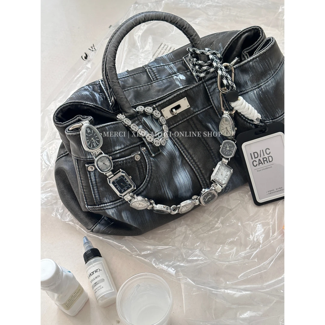 小摩西 裤头包工业风做旧大容量设计洋气托特单肩斜跨腋下包C124