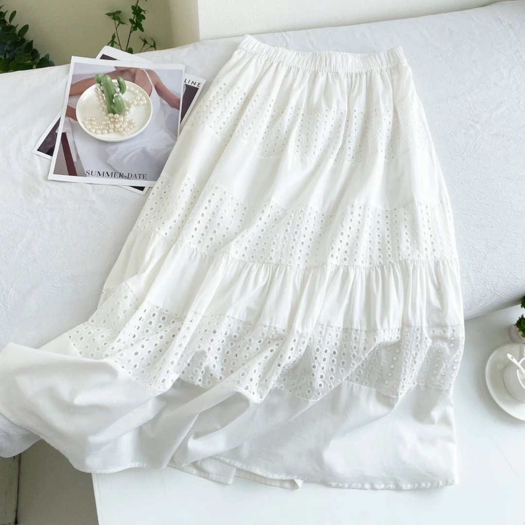 (袁木木）白色半身裙法式a字蓬蓬蛋糕裙