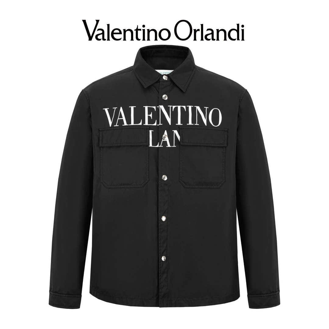 Valentino orlandi男士秋春秋A版时尚印花多口袋长袖衬衫夹克外套