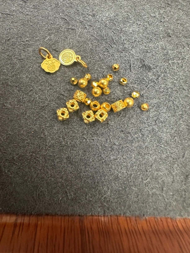 足金999 福字滴流卡三古法卡二蹦迪小花方珠