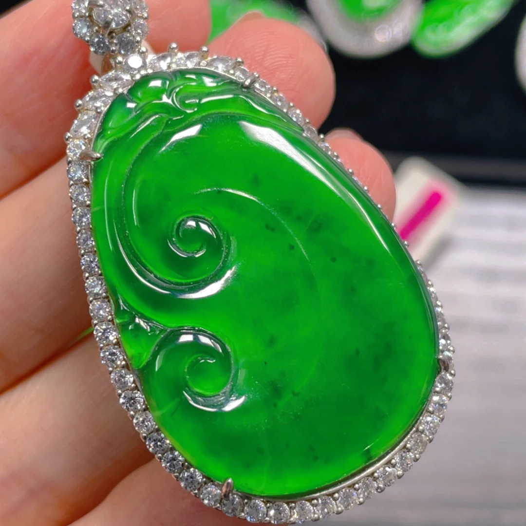 翡翠银S925镶嵌吊坠(不含链)