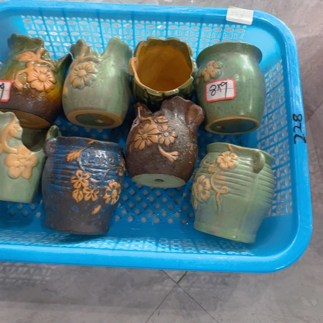 紫砂花盆粗陶精雕