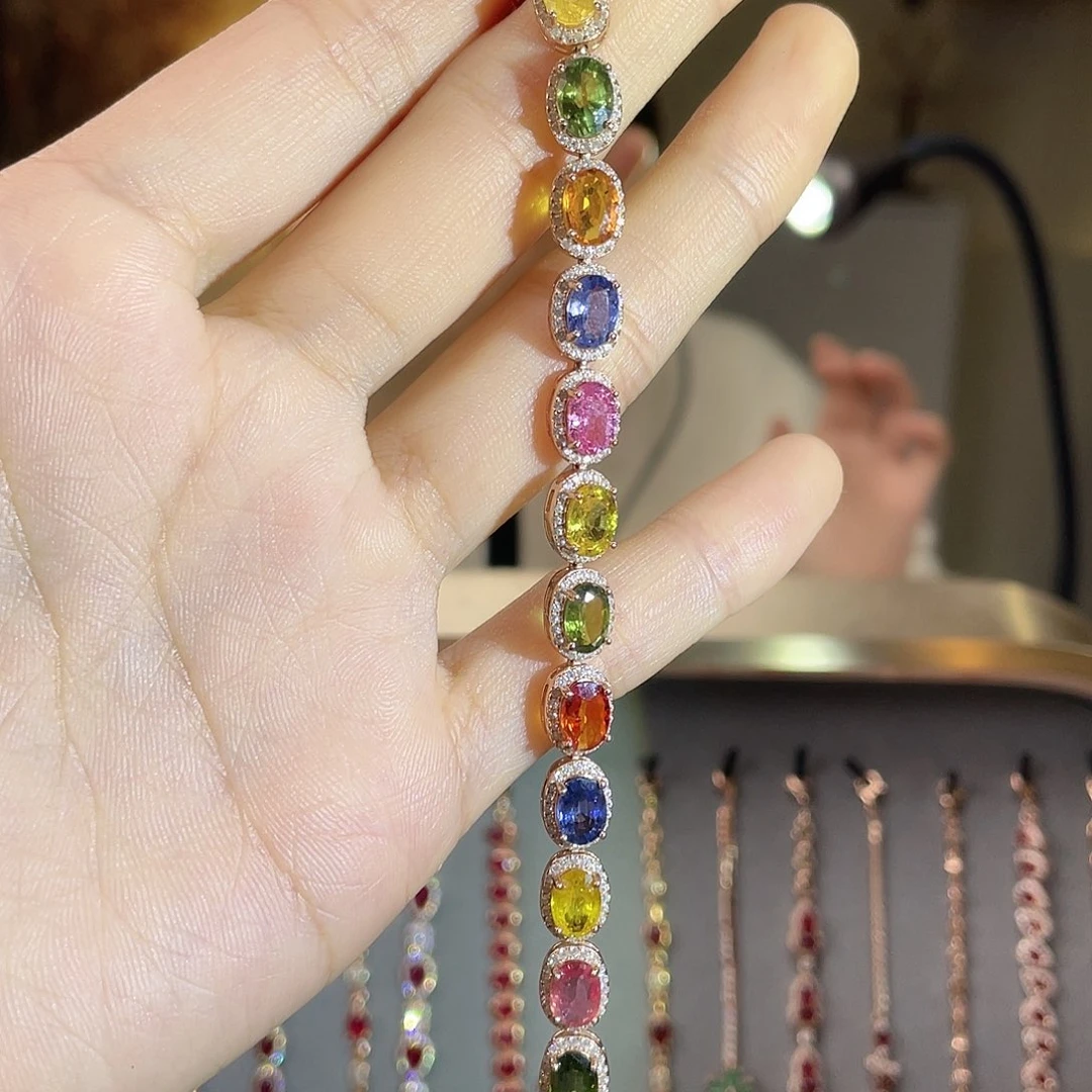 手链银S925镶嵌蓝宝石