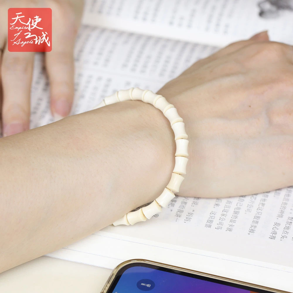 天然猛犸象牙竹节手串冰料精工雕刻节节高手串节日礼品