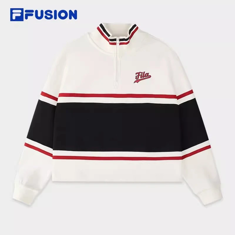 FUSION斐乐新年款女子套头卫衣2025春新款拼色针织上衣T11W512201