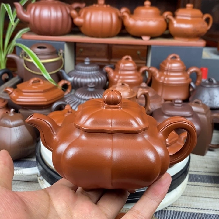 茶壶紫砂筋纹传炉260cc原矿赵庄朱泥特价