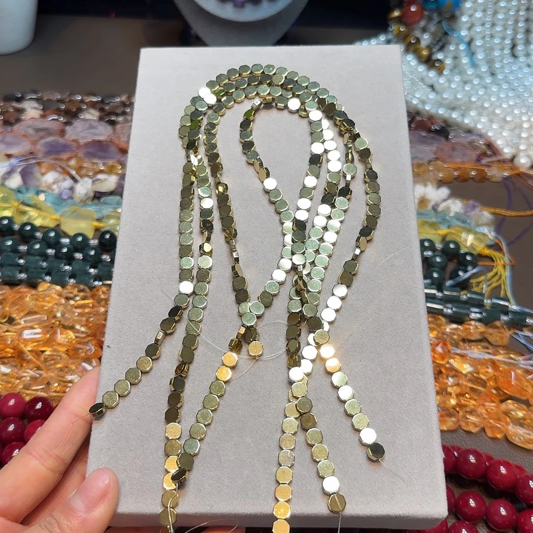 玛瑙/玉髓合金珠宝半成品黑胆石圆饼一条6mm