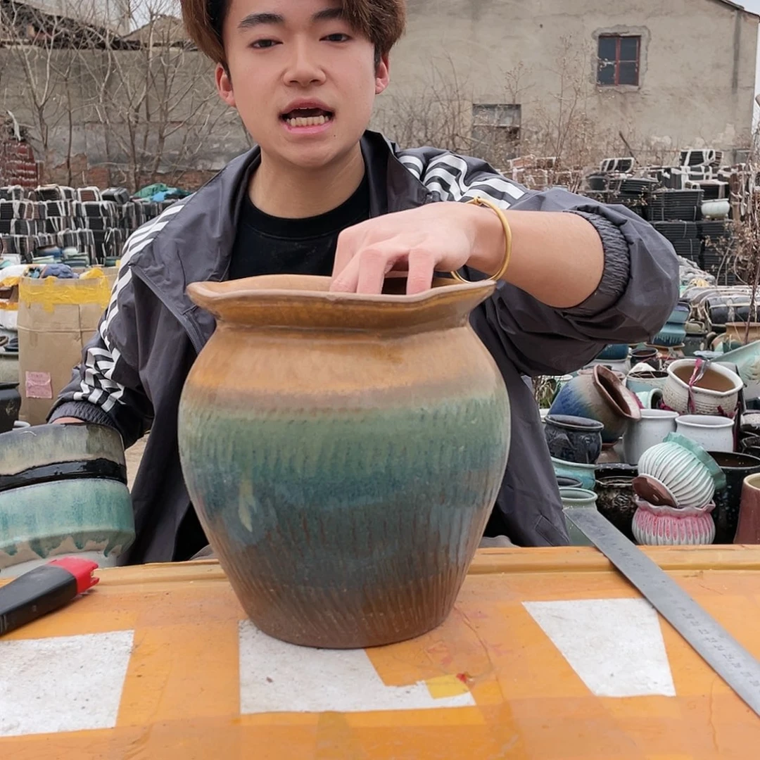 无铅玻璃成*宜兴紫砂花盆微瑕