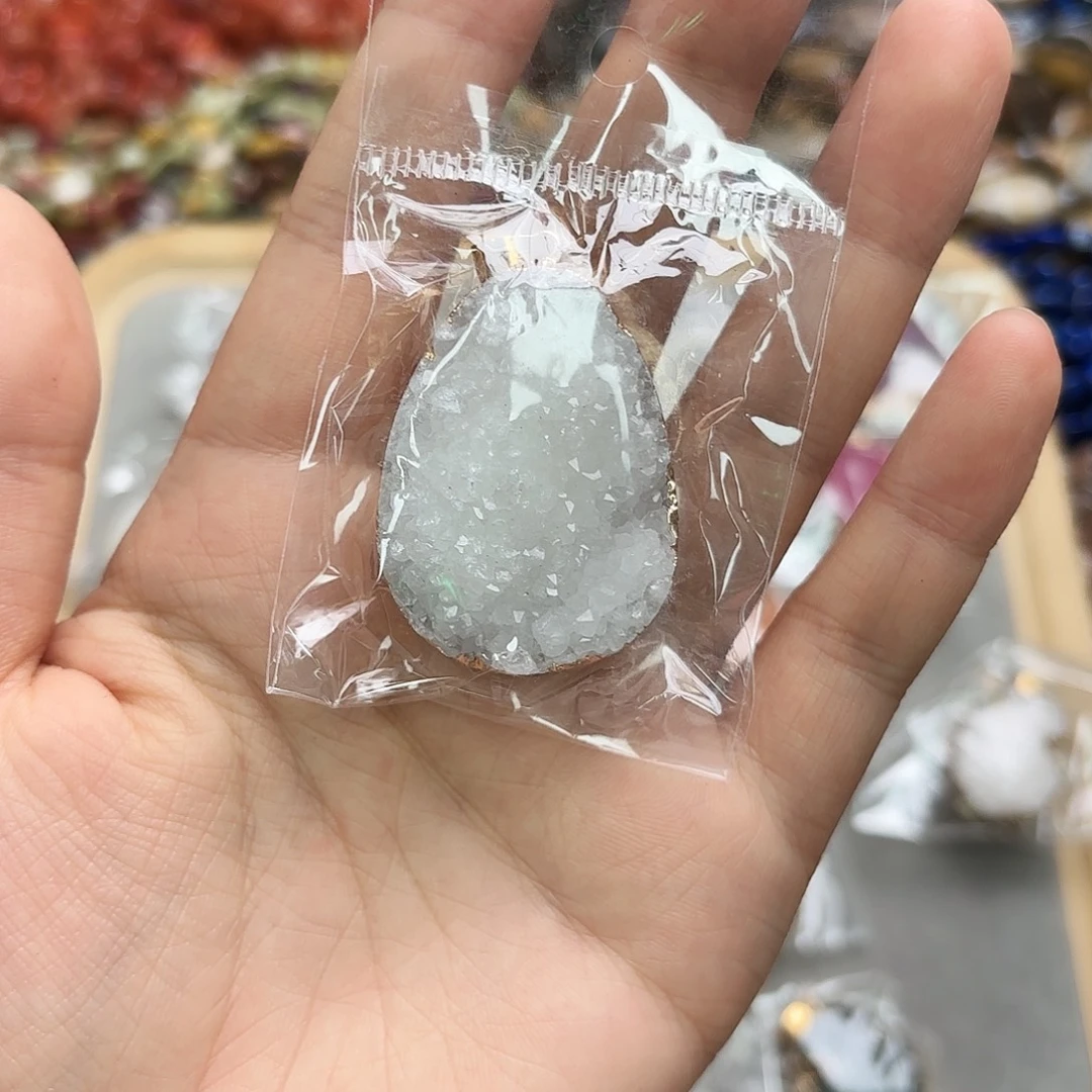 玛瑙/玉髓未镶嵌珠宝半成品白晶牙吊坠07