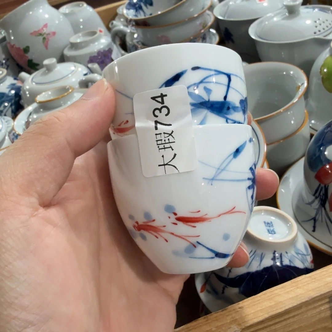 釉下手绘茶具微瑕