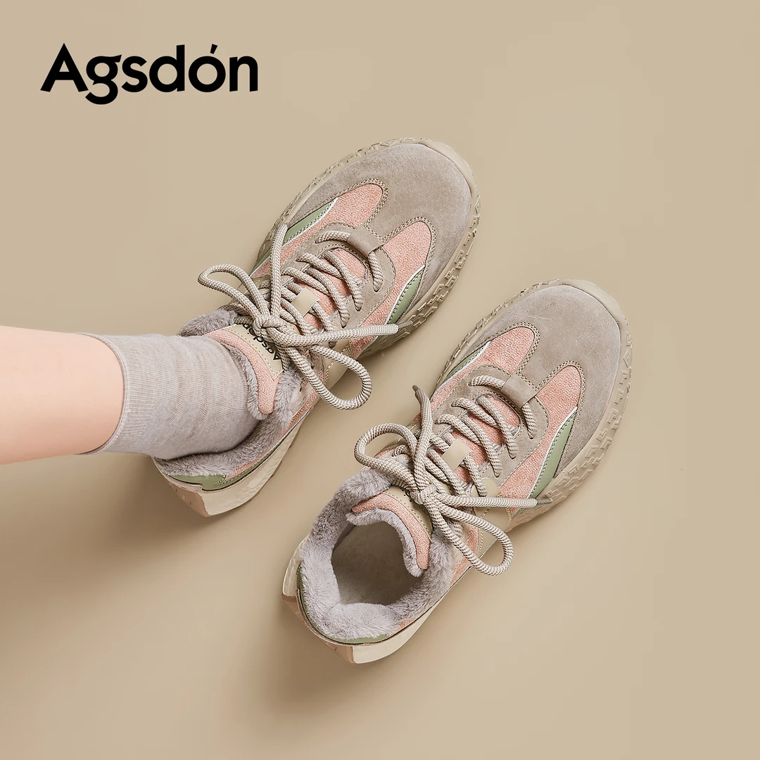 奥古狮登厚底德训鞋女2025新款冬季加绒加厚老爹鞋运动鞋休闲鞋xx