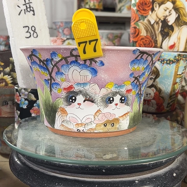 景德镇手绘花盆性价比超高的直播间