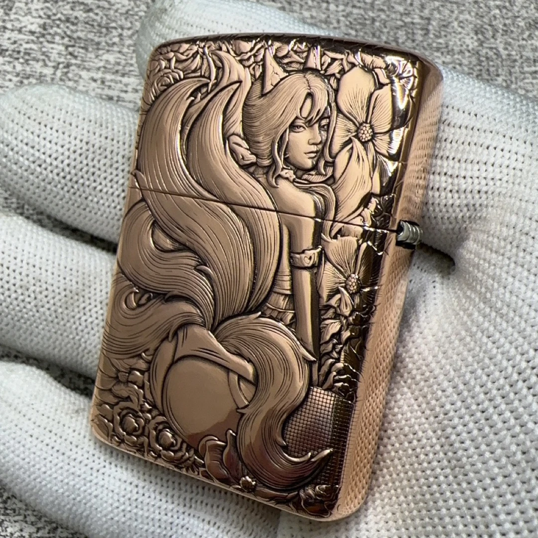 佐罗二代九尾狐紫铜盔甲设计打火机原装礼盒装