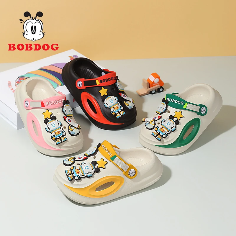 Bobdog/巴布豆女童外穿拖鞋夏季凉拖鞋男童卡通风软底休闲洞洞鞋