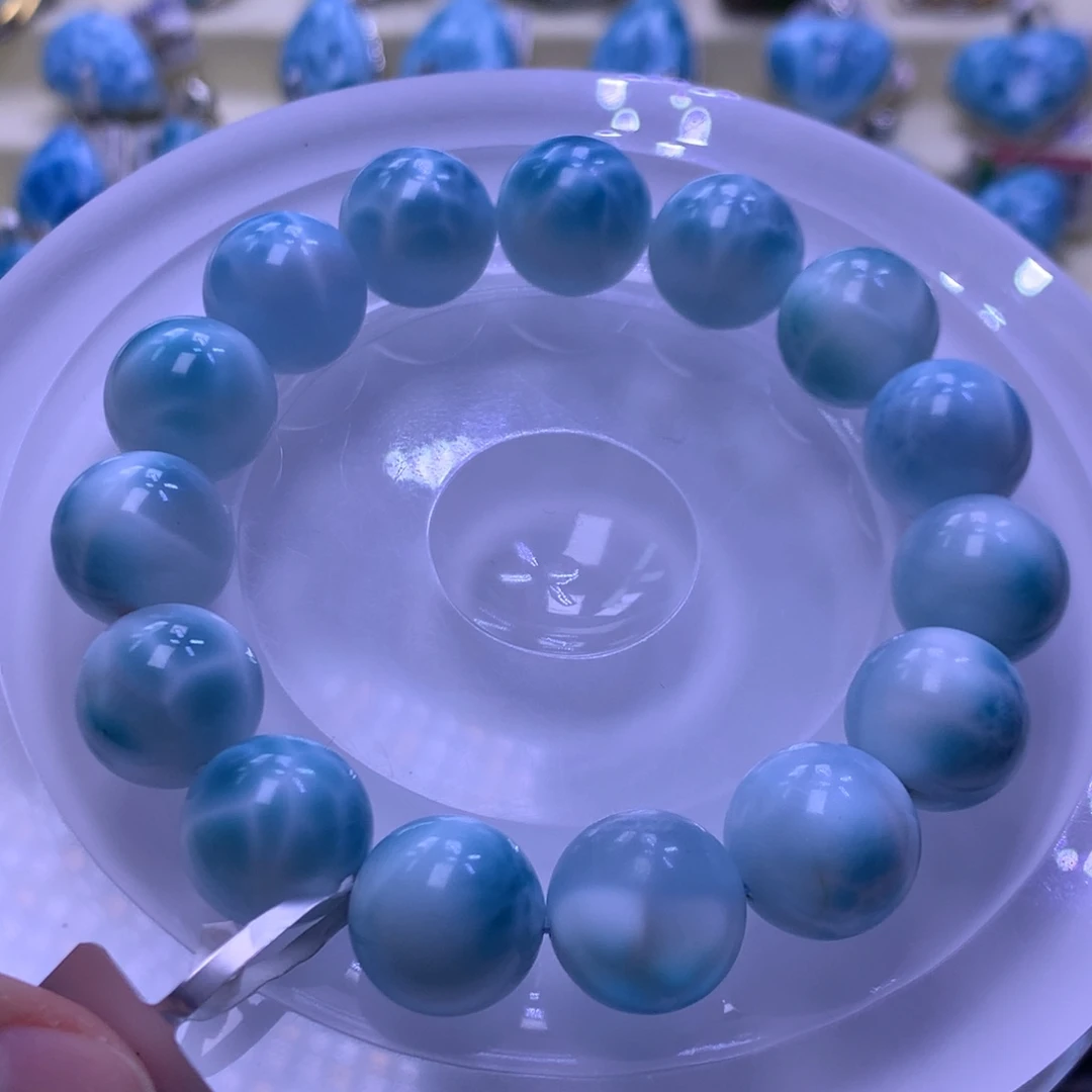 针钠钙石（海纹石）未镶嵌手串14+手串色差略异