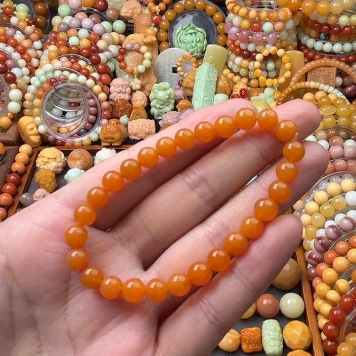 石英质玉（缅黄）未镶嵌珠宝半成品捡漏手串