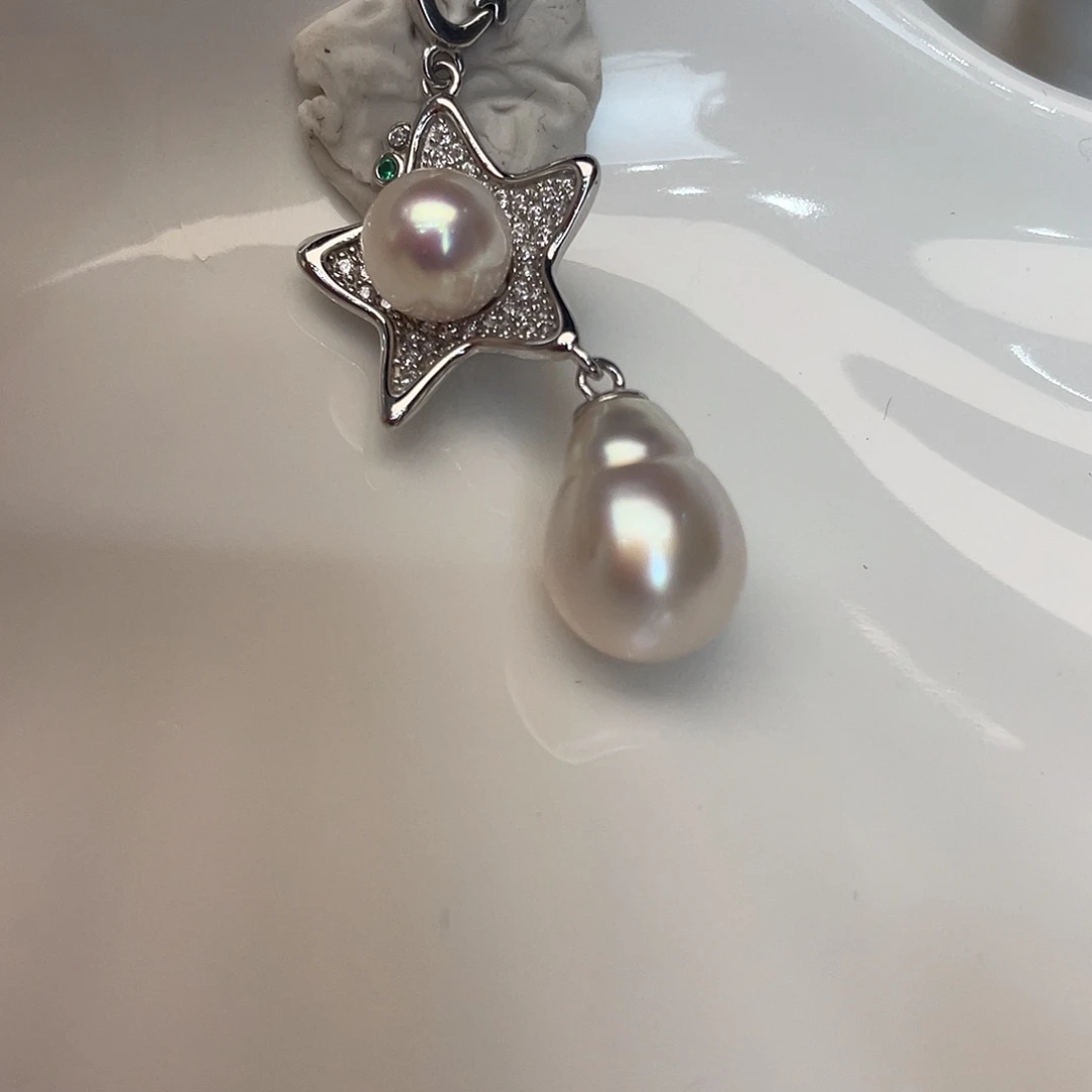 海水珍珠银S925镶嵌吊坠(不含链)