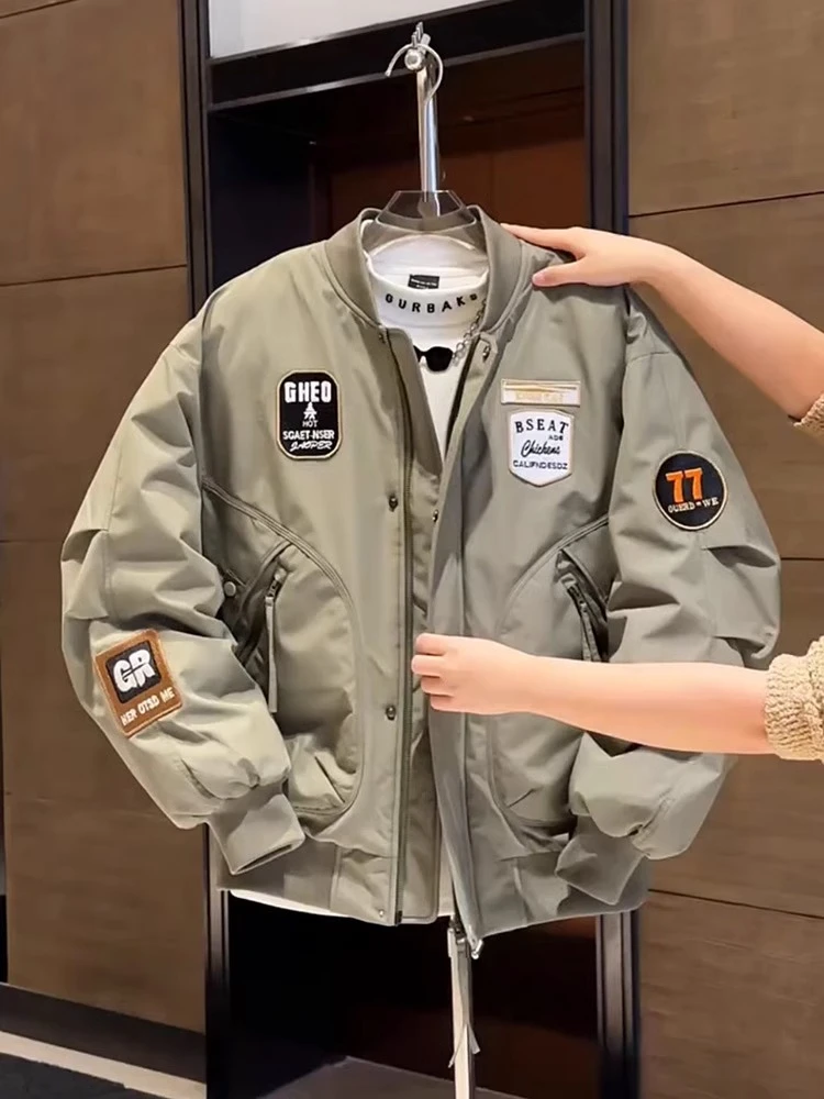 2025年新款美式外套男士百搭春秋冬季潮牌工装痞帅飞行夹克棒球服