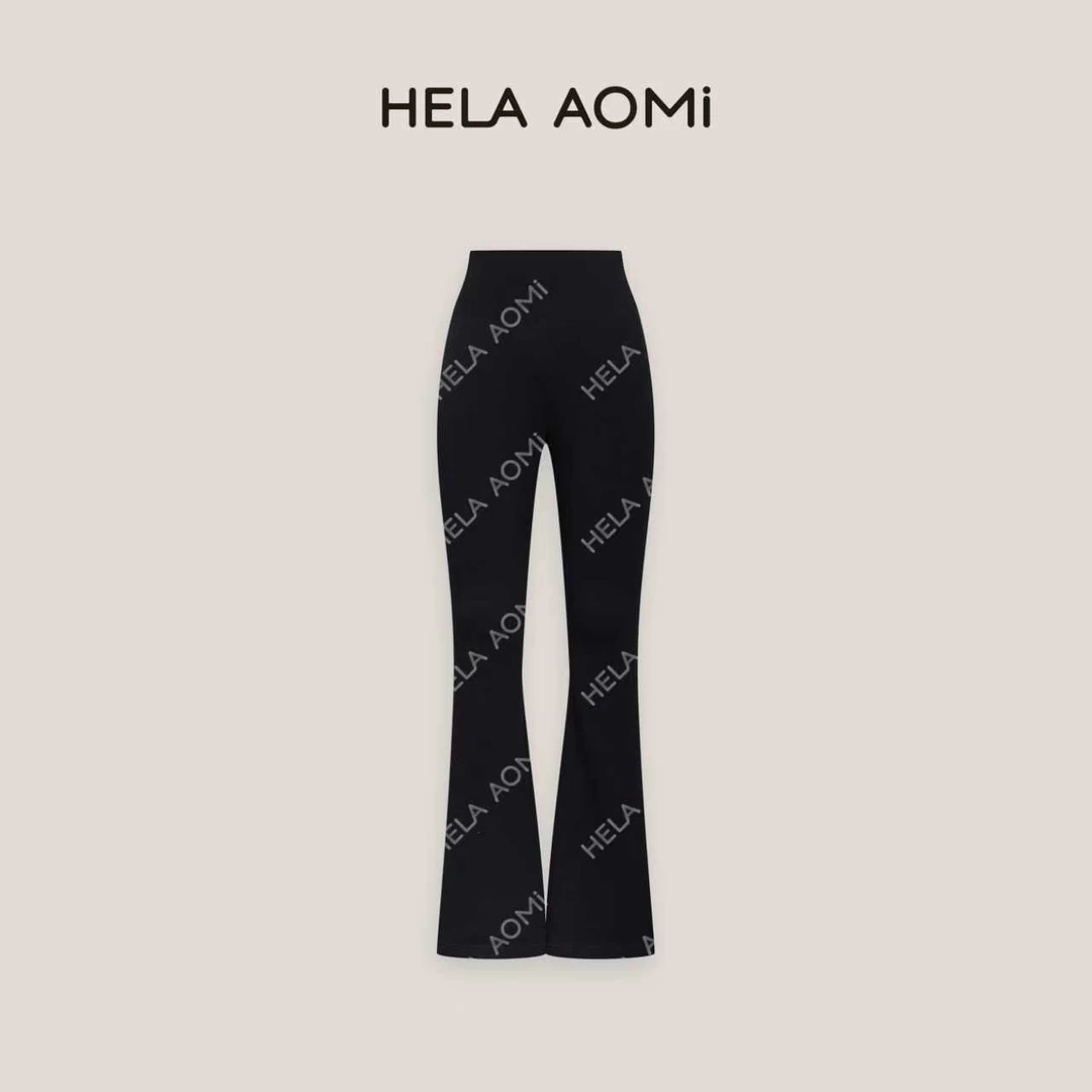 HELA AOMI“高弹腿精”黑色显瘦塑性修身百搭微喇休闲裤CY5CM61569
