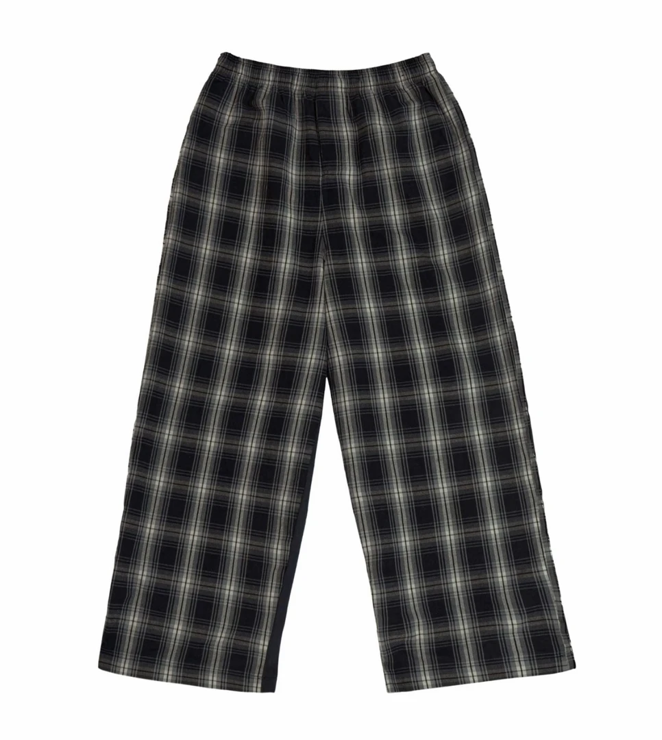 【PureyTalk现货】25ss定织定染格纹拼接宽松正确版一刀未改阔腿裤