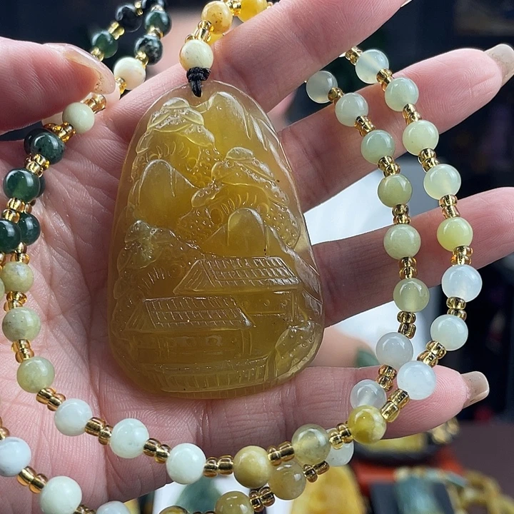 蛇纹石玉未镶嵌颈饰