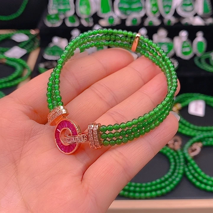 翡翠未镶嵌耳饰天然A货翡翠手链