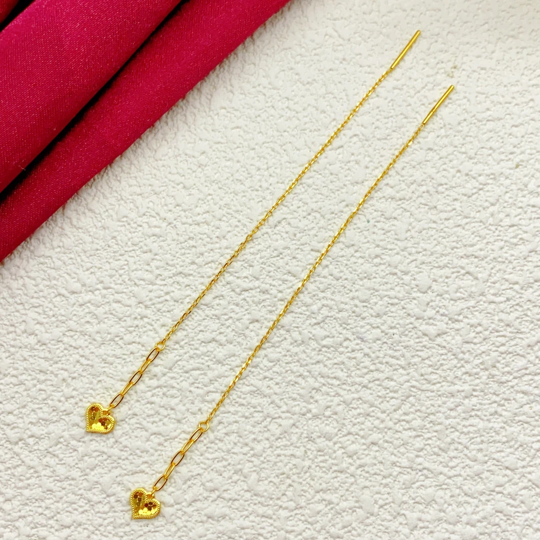 【木韵阁】足金999 5G黄金鱼鳞爱心耳线气质精致百搭 1.33