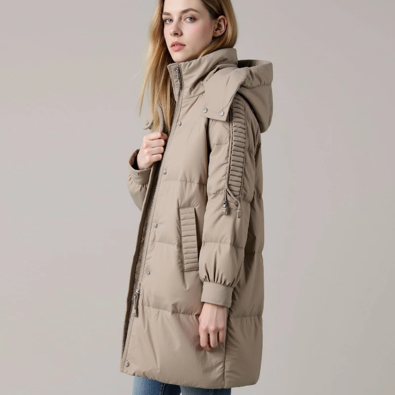 E264#长款羽绒服白鸭绒时尚休闲保暖