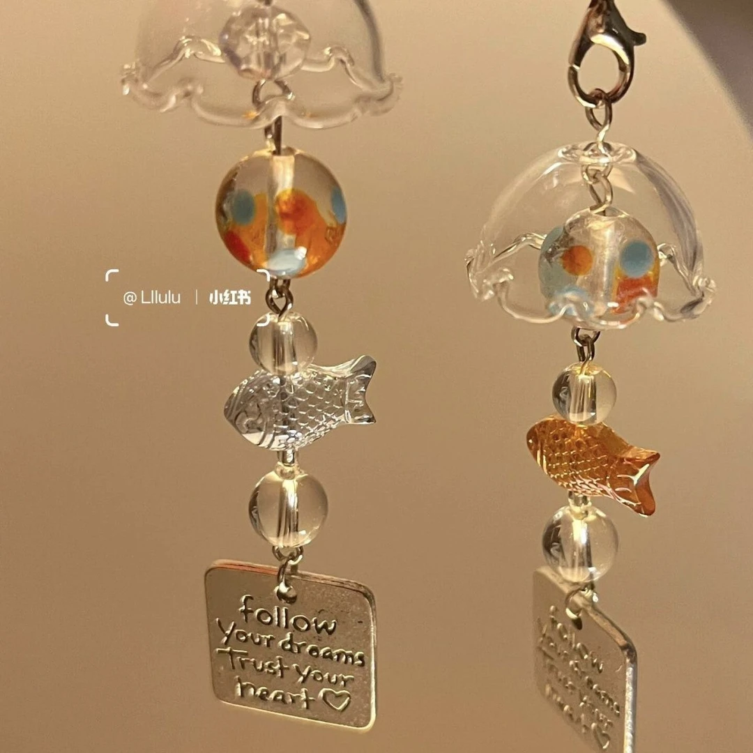 【工藤】金鱼风铃手机壳挂件ccd相机卡册装饰品diy手串珠子挂饰配件