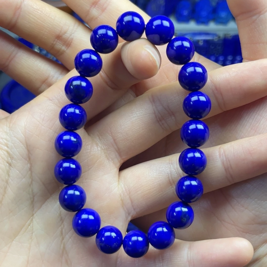 青金石未镶嵌圆珠手串10+