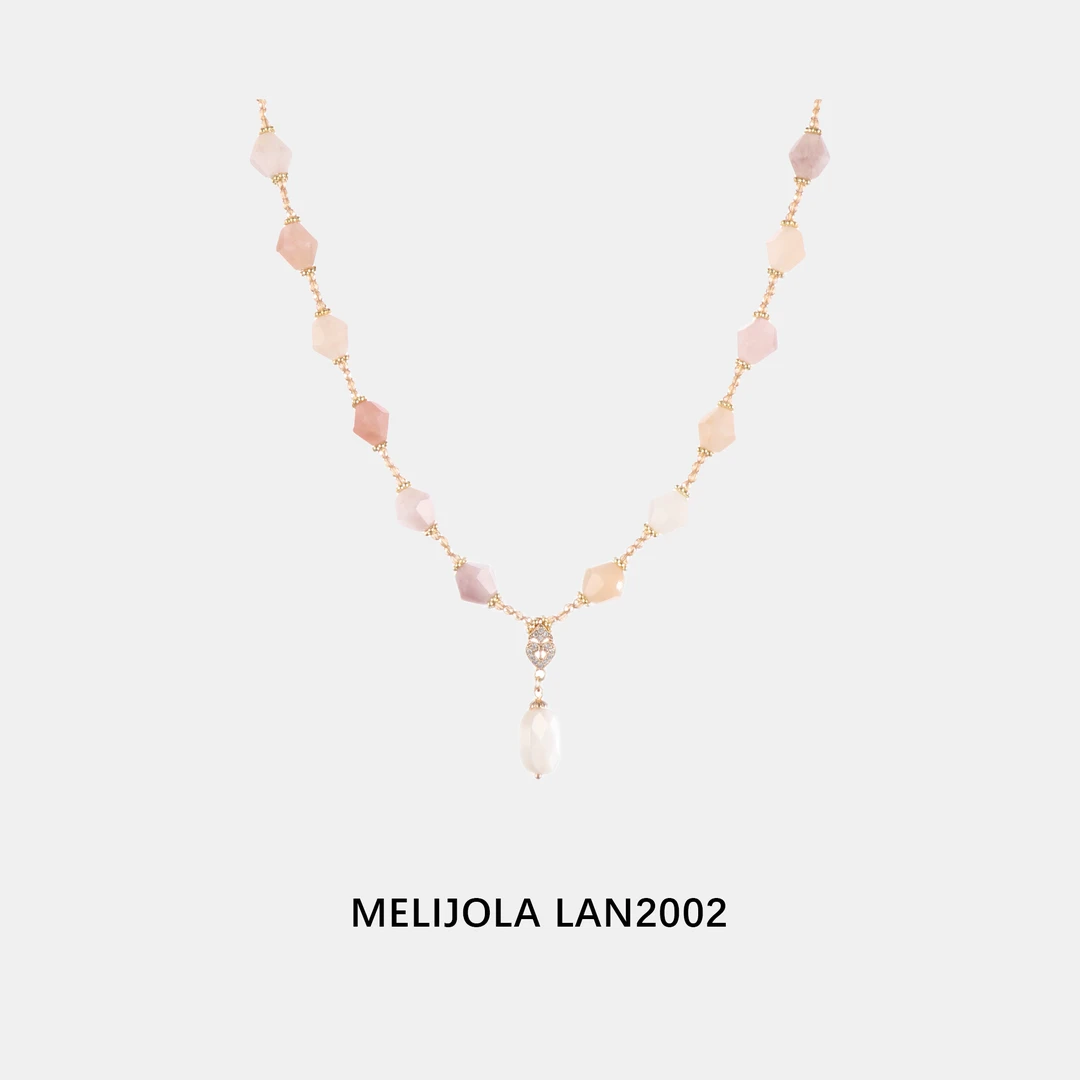 橙月光紫罗兰小众不规则项链手工气质轻奢时尚百搭混彩水滴法式