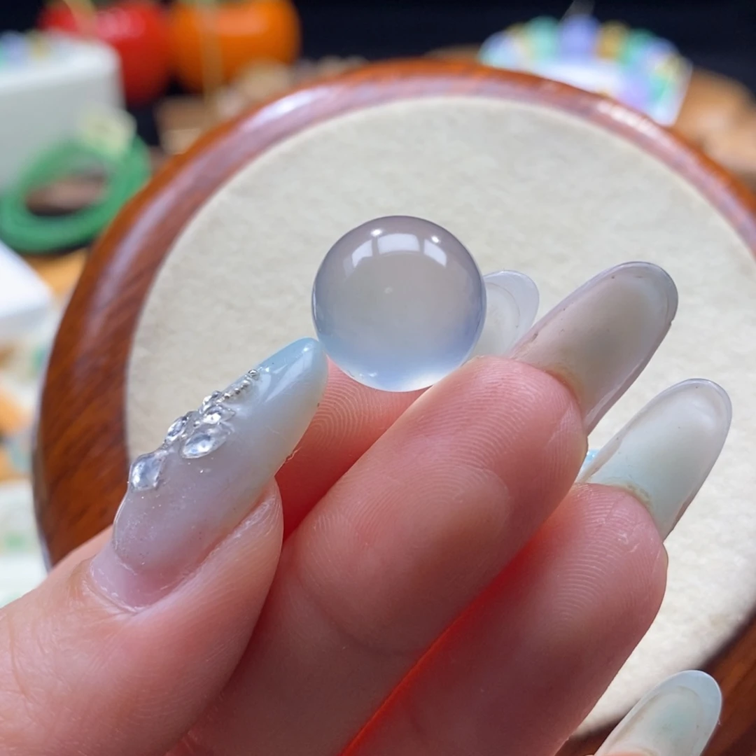 翡翠未镶嵌颈饰翡翠玻璃蓝钢珠卡13.6mm